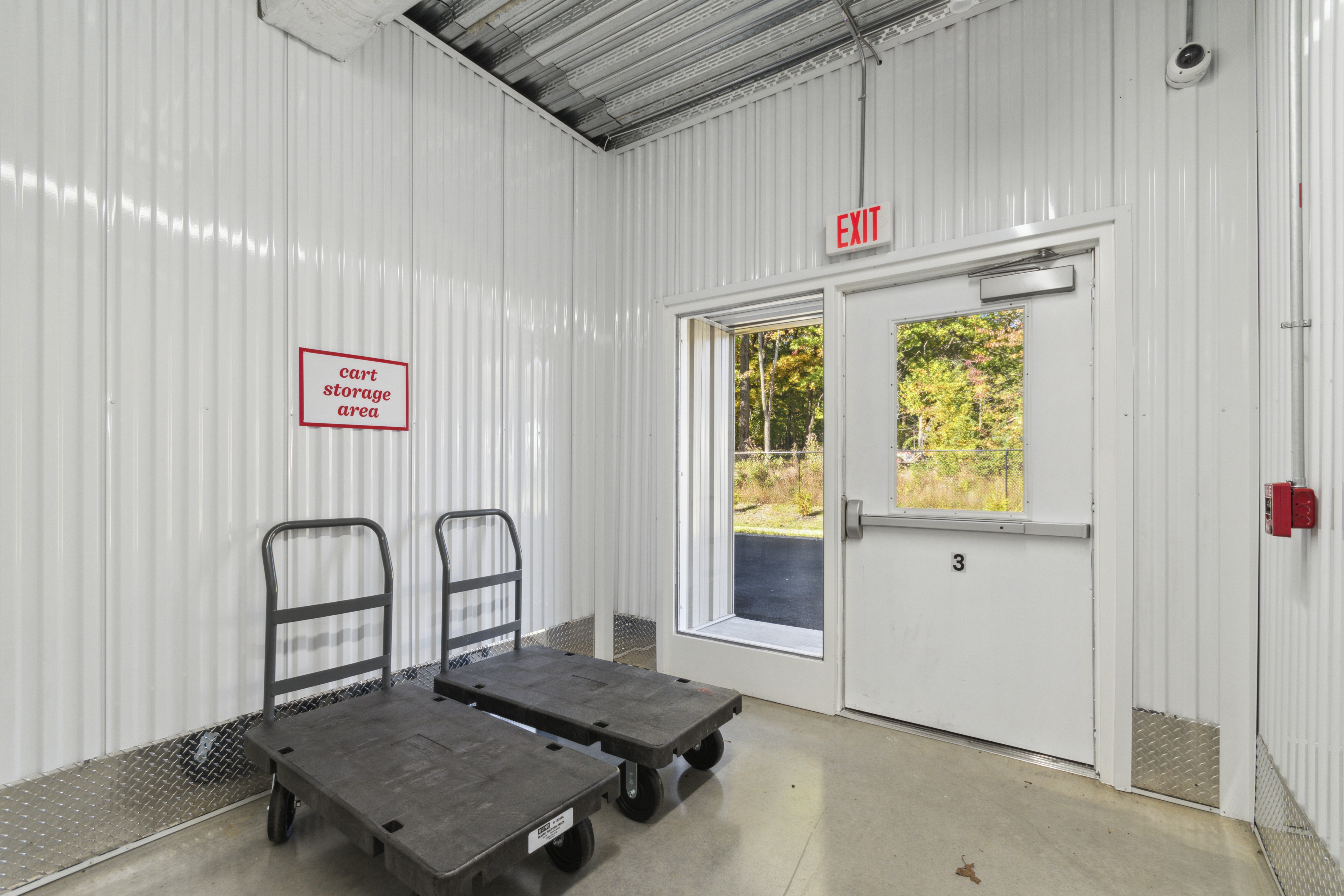 cart storage area for Perfect self storage in Garnett Valley, PA
